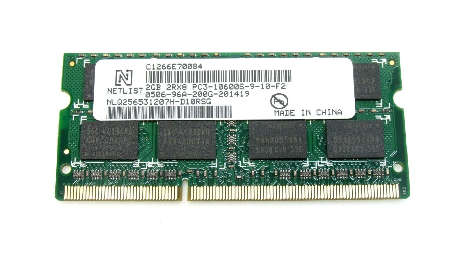 Netlist 2GB 2Rx8 PC3-10600S-9-10-F2 Memory RAM IVA01 NLQ256531207H-D10RSG 