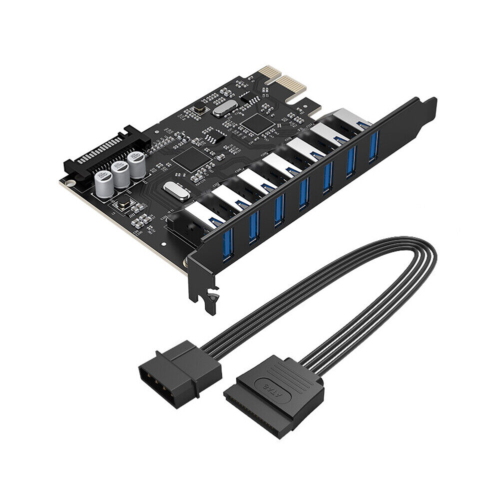 ORICO USB 3.0 7 Port PCI-E Expansion Card Motherboard 15Pin SATA Power Connector