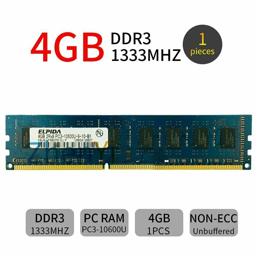 16GB 2x 8GB 4GB DDR3 1333Mhz PC3-10600U 240Pin DIMM Desktop Memory For Elpida