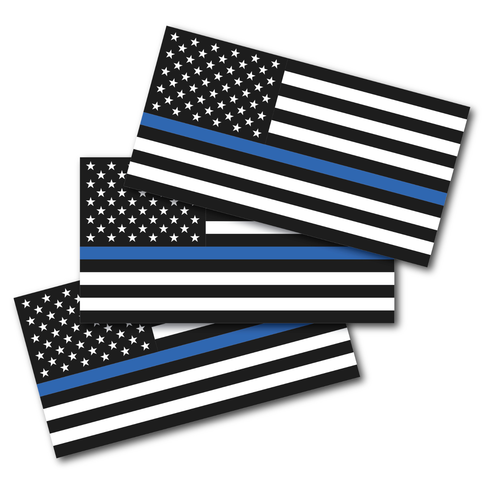 3x Thin Blue Line American USA Flag Vinyl Decal Cars Trucks Police Sticker