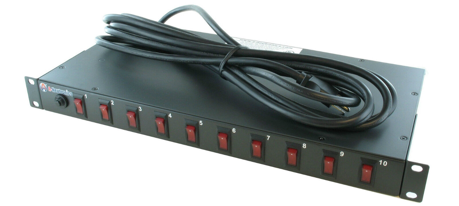 10 OUTLET RACK MOUNT POWER STRIP PDU LIGHT CONTROLLER w/ LIGHTED POWER SWITCHES