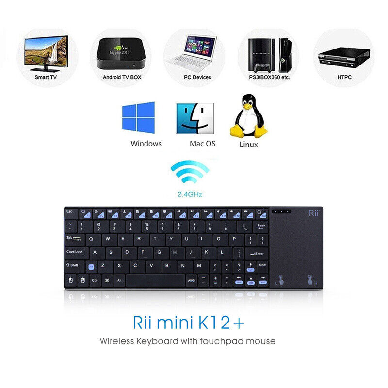 Genuine Rii K12 Wireless UltraSlim Keyboard Mouse Touchpad Metal Tablet/Phone