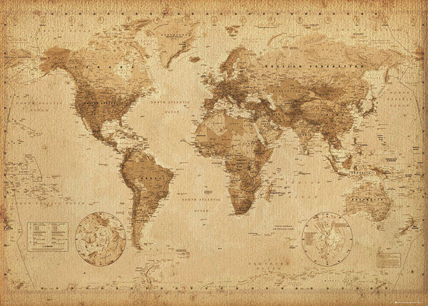 WORLD MAP VINTAGE STYLE GIANT POSTER (100X140CM) WALL CHART PICTURE RETRO NEW