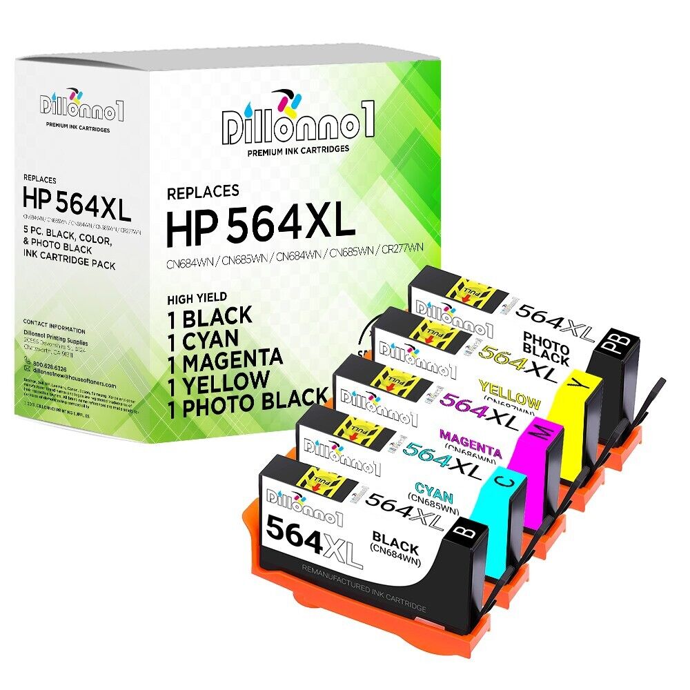 5 PK For HP 564 XL Ink For Photosmart B209a B210 B8500 B8550 C309 C310 C410 C510