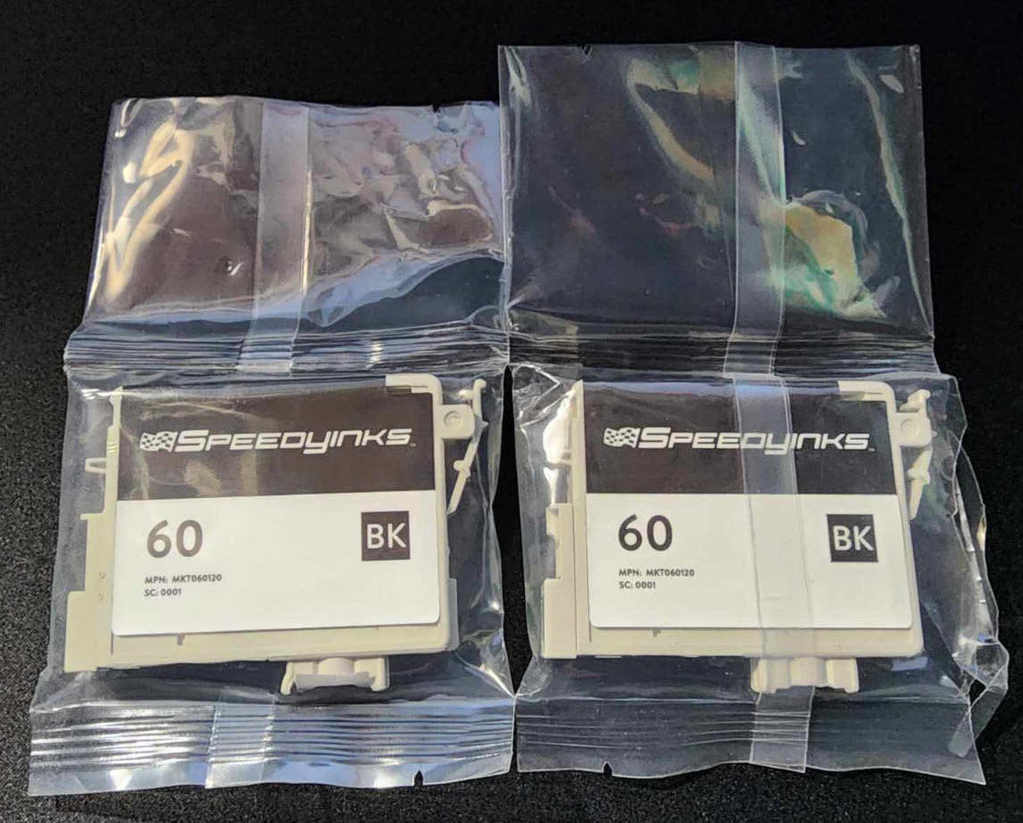 SpeedInks Lot of 2 NEW Black ink cartridges for Epson 60 Very Nice 