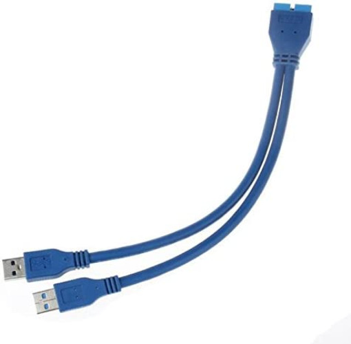 JSER 2 Port USB 3.0 A Male to 20 Pin Male Motherboard Extension Cable Adapter