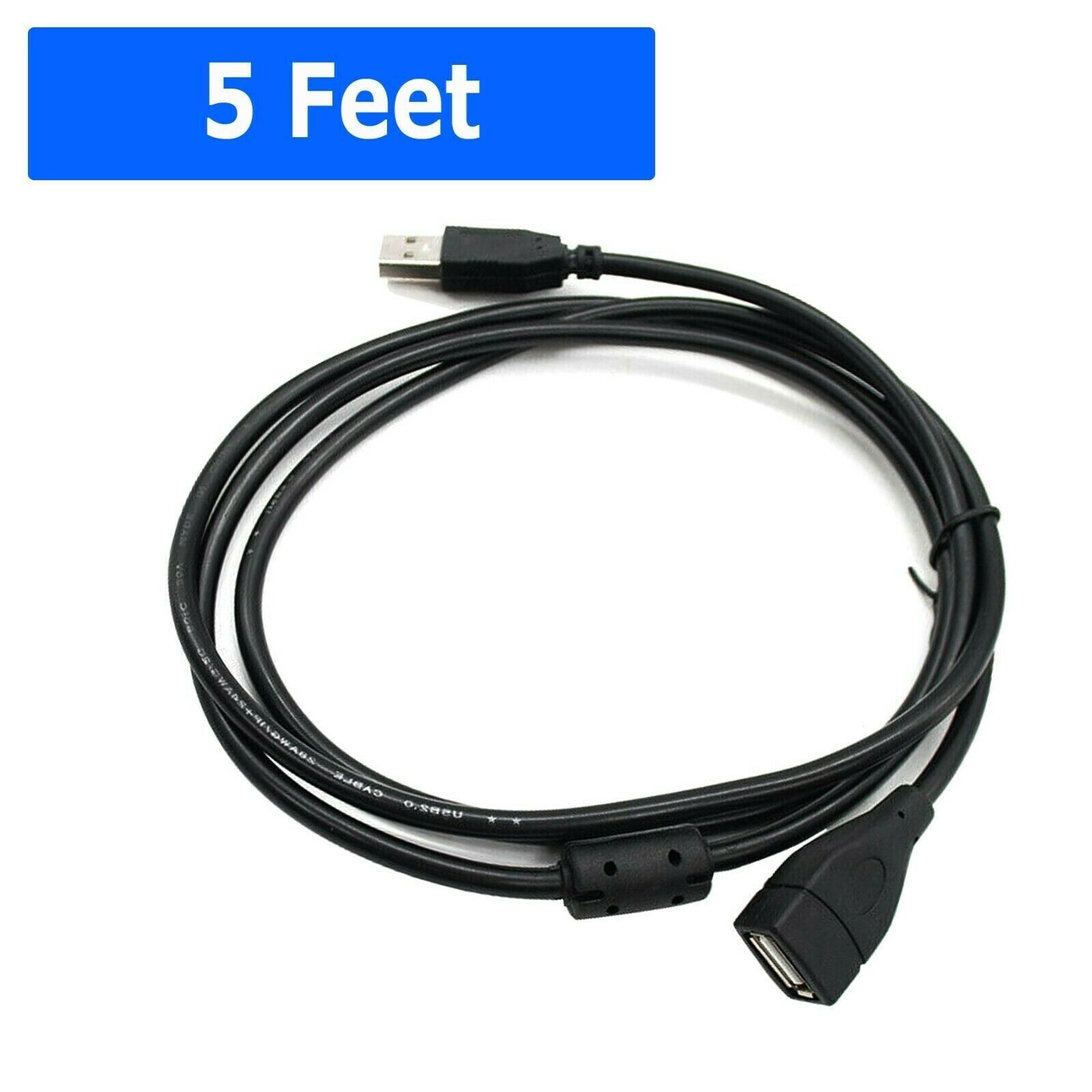 High-Speed USB Extension Cable USB 2.0 Adapter Extender Cord Male/Female 5FT