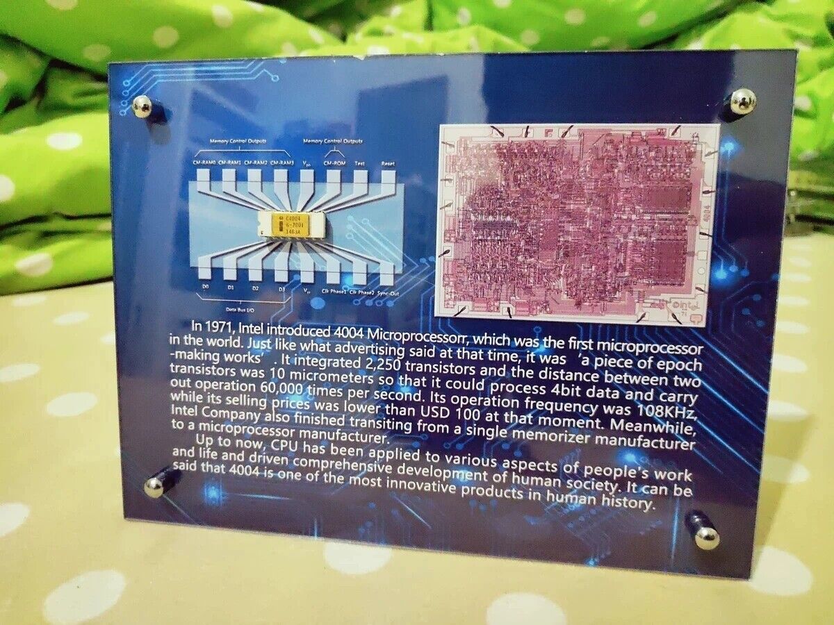 Vintage Rare Intel 4004 The world's first CPU Exhibition frame, Not include CPU
