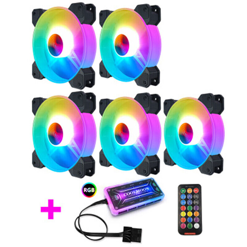 5 Pcs Jade Ring 120mm RGB fan cooler with Controller RF remote control for PC