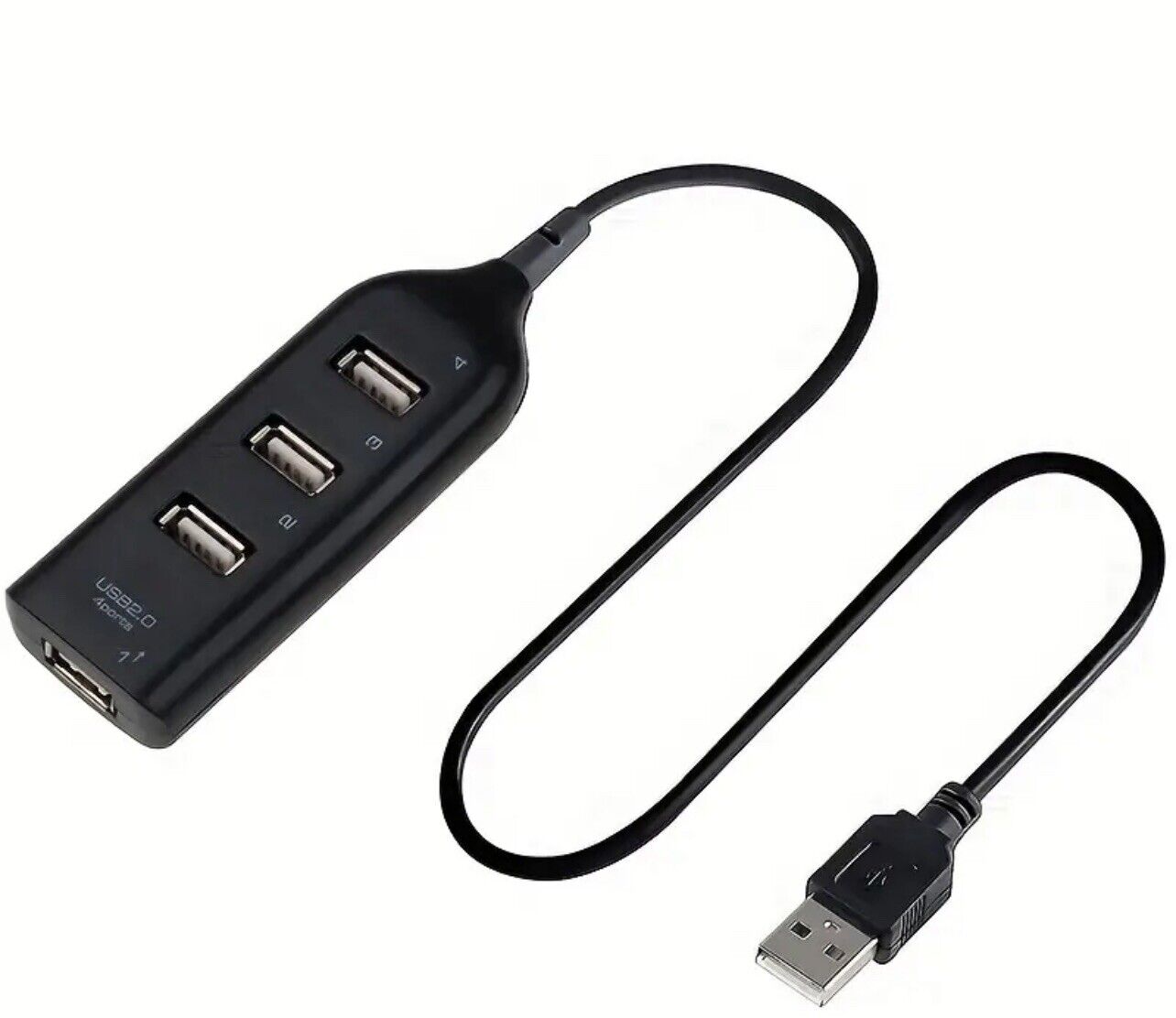 Black USB 2.0 Hi-Speed 4-Port Splitter Hub For PC Notebook