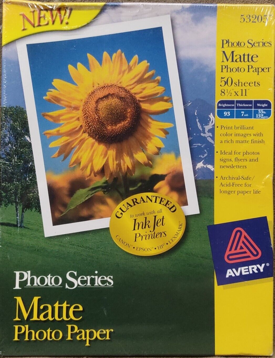 Avery 53205 Matte Photo Paper - Photo Series 50 Sheets 81/2x11 New