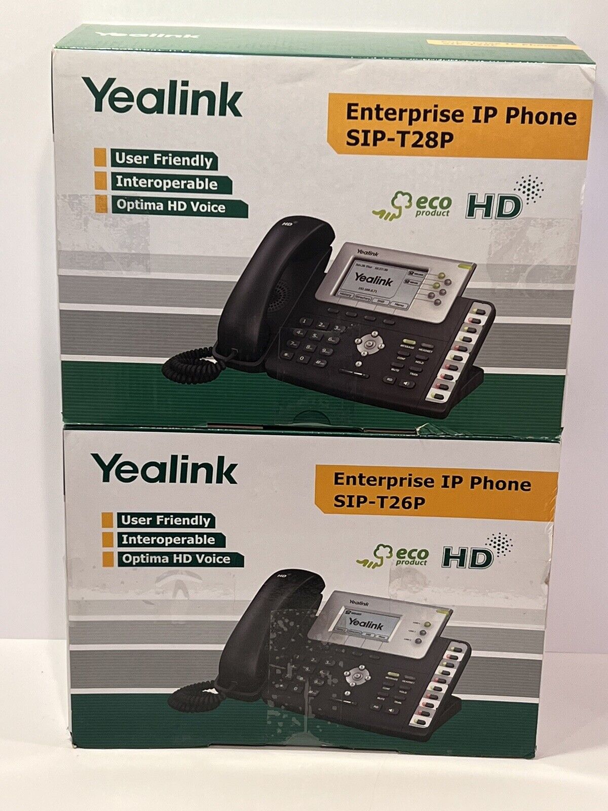 Lot Of TWO Yealink SIP-T28P 16-Button Digital IP Phone VoIP SIP IP-PBX NIB