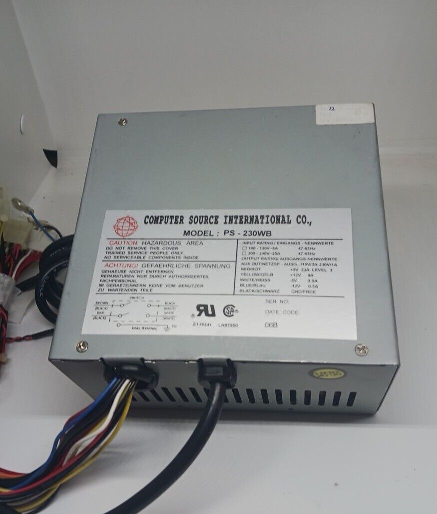 Computer Source International PS-230WB Switching Power Supply Non-Modular 