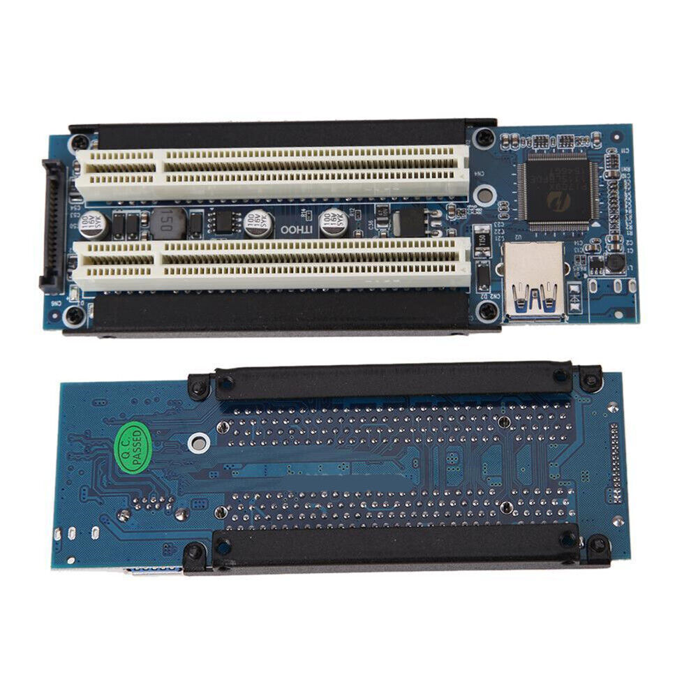 PCI-E Express X1 to Dual PCI Riser Card Slot Expansion Adapter USB 3.0 +Cable
