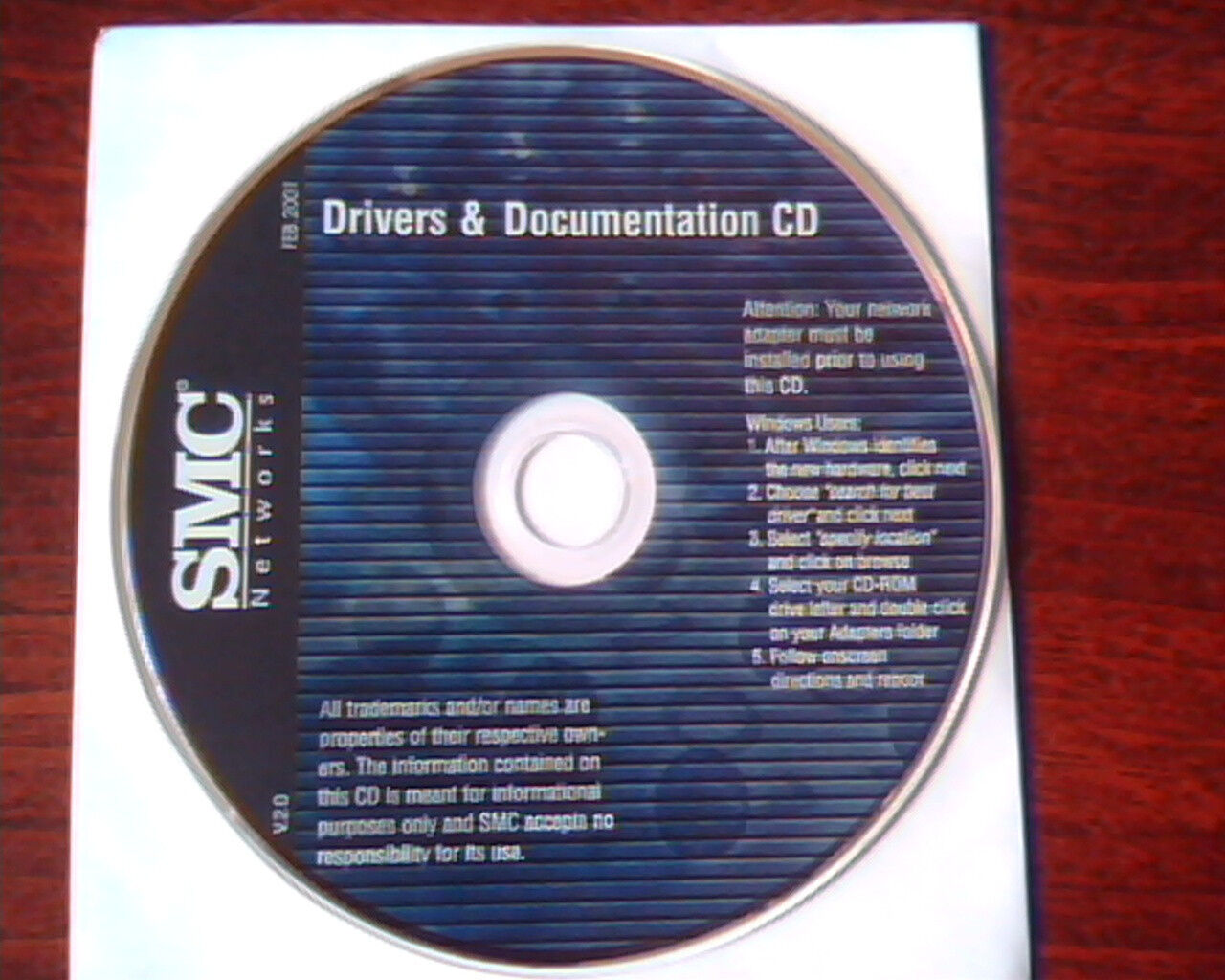 CD SMC Networks Drivers and Documentation FEB.2001 V2.0