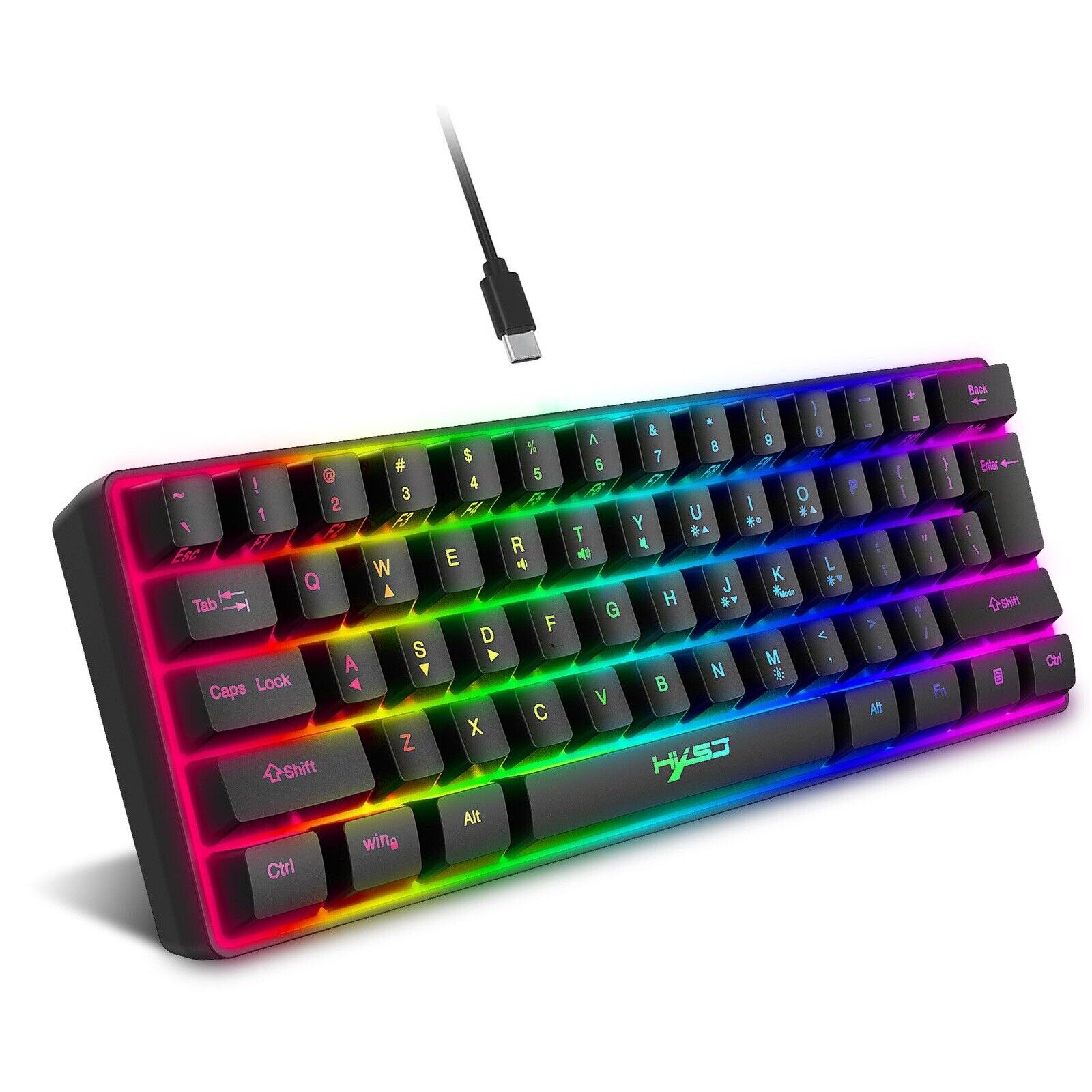 V700Wired 61-key Compact Mechanical Keyboard RGB Backlit Keyboard