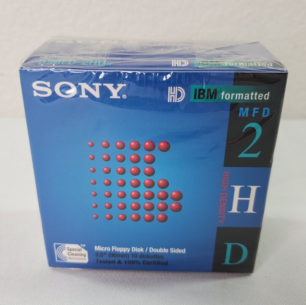Sony 2HD IBM Formatted (1.44 MB) 3.5'' Diskettes ~10 Disk Pack New Sealed