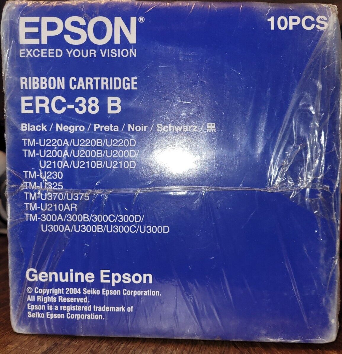 10 Genuine Epson ERC-38B Black Printer Ribbon Cartridges, NEW Sealed