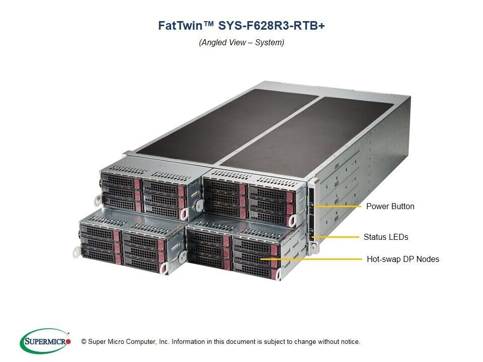 Supermicro SYS-F628R3-RTB+ Barebones Server, NEW, IN STOCK, 5 Year Warranty