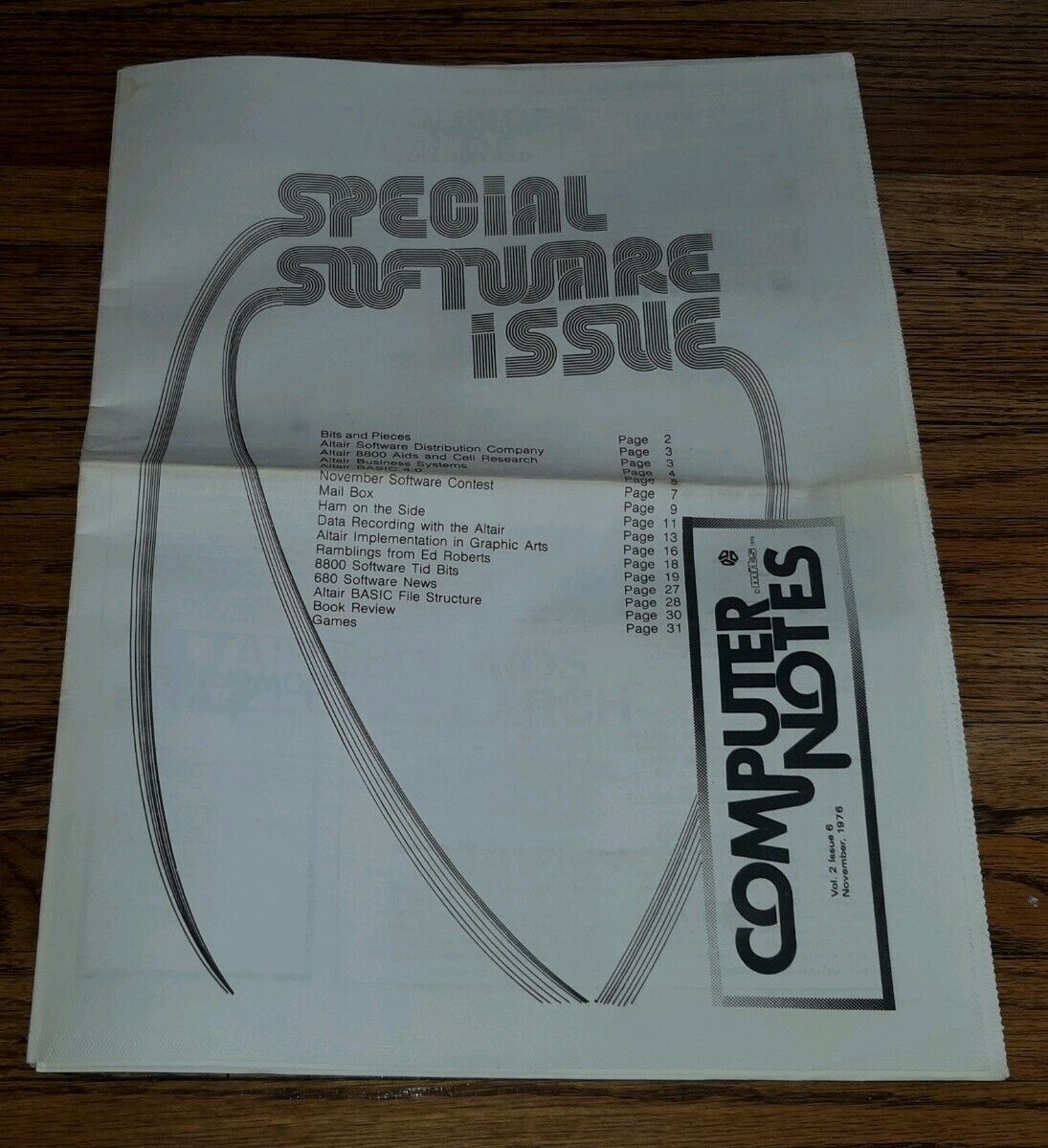 MITS Altair Computer Notes Magazine DOVEMBER 1976 Volume 2 Issue 6 ORIGINAL vtg