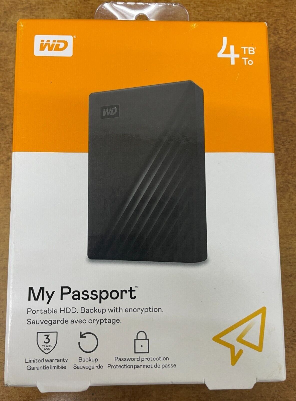 Western Digital My Passport 4TB External Hard Drive, Black- NEW