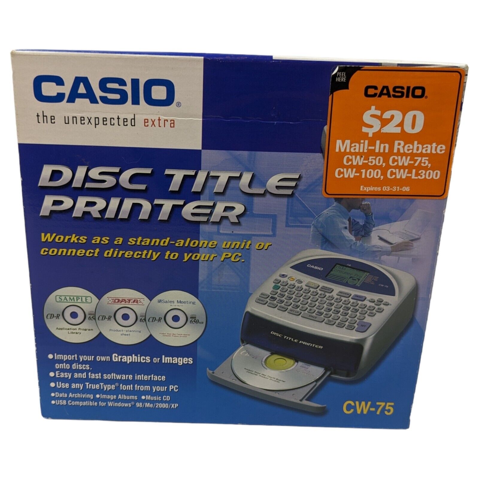 Casio Disc Title Printer CW - 75 - New Open Box *READ