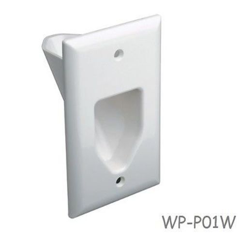 1-Gang Recessed Low Voltage Cable Wall Plate, White