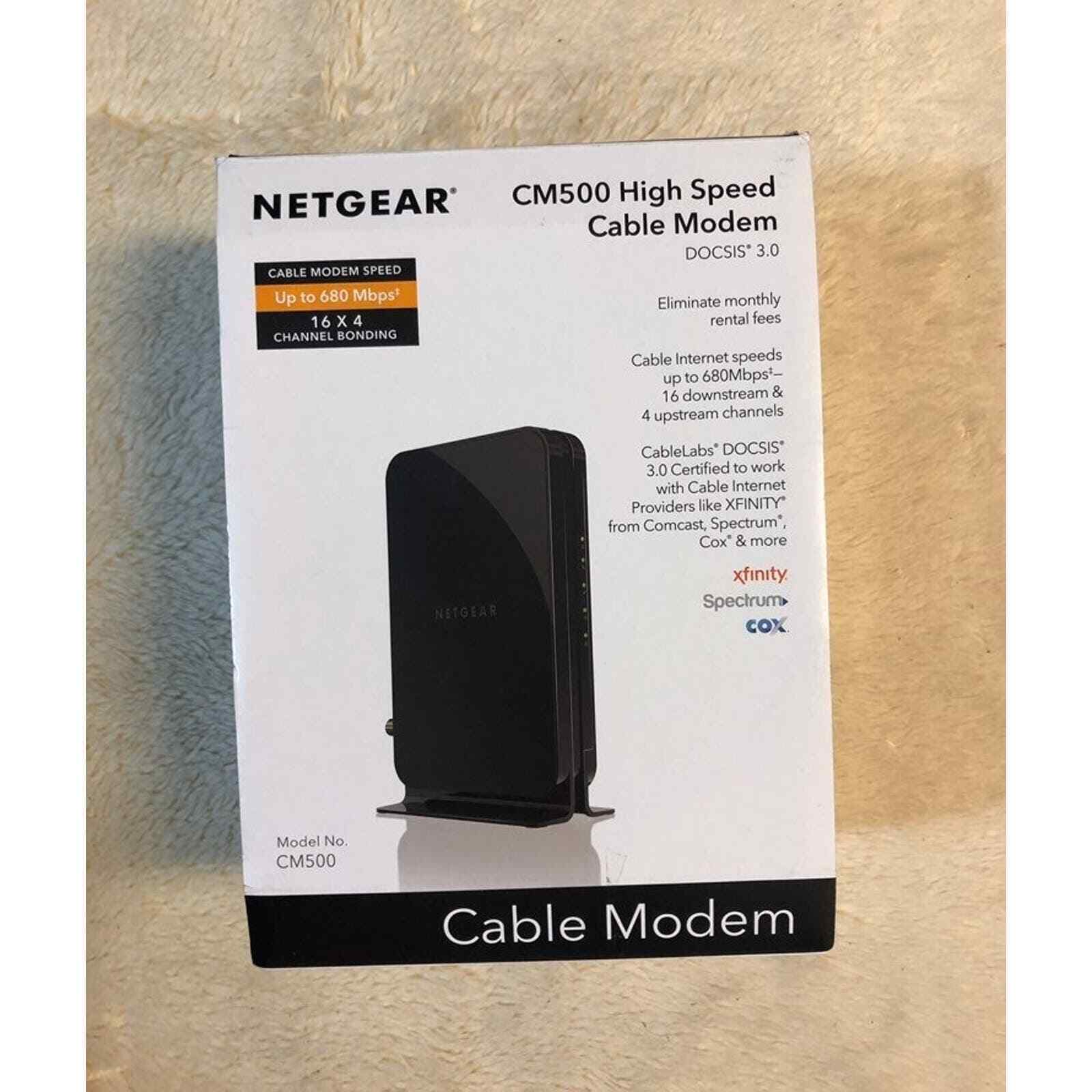 Netgear Certified Cable modem for XFINITY/Comcast, Spectrum, Cox (CM500-100NAS)