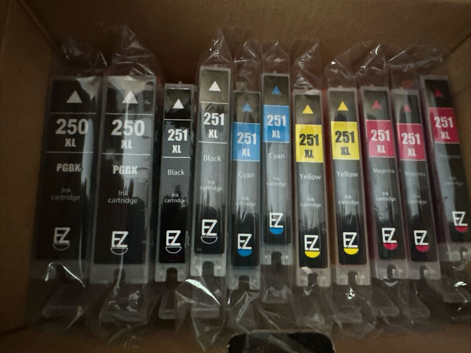 11 Pack EZ INK 251XL: Black-2 (1 Open) Cyan-2 Magenta-3 & Yellow-2 250XL PGBK-2