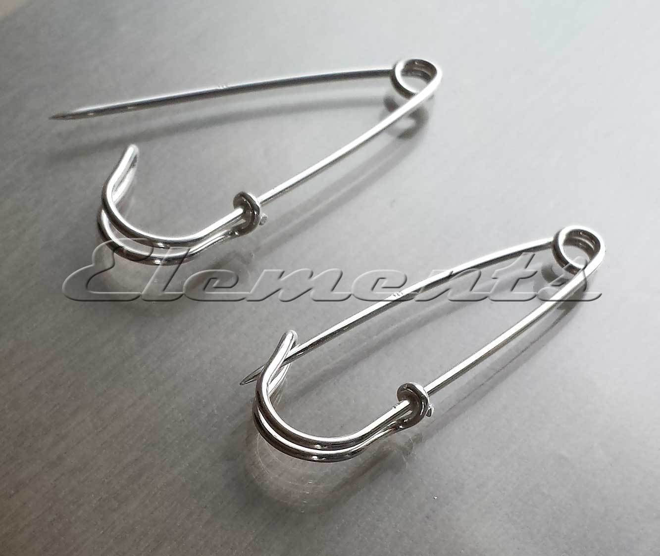 Solid 925 Sterling Silver Kilt Safety Pins 44mm Long SF176