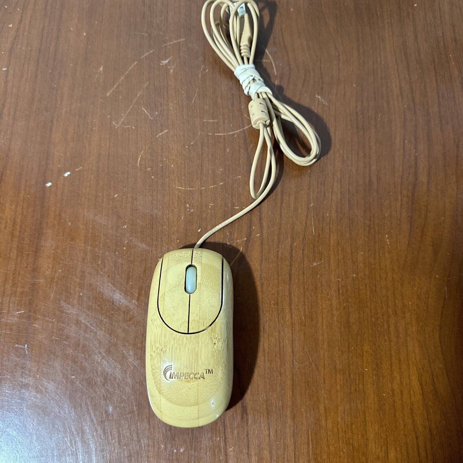 Impecca Model KBB500C Bamboo Wood Mouse Wired Natural Wood Color