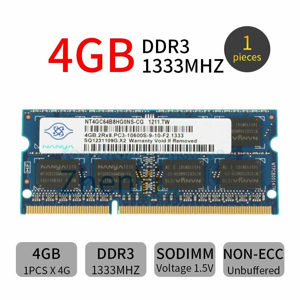 32GB 16GB 8GB 4GB PC3-10600S DDR3 1333MHz SO-DIMM Notebook Memory For NANYA LOT