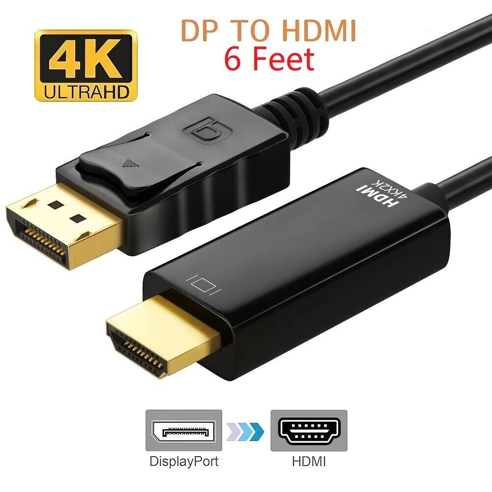 Display Port to HDMI Cable DP Adapter Converter Audio Video PC HDTV 1080P 60Hz