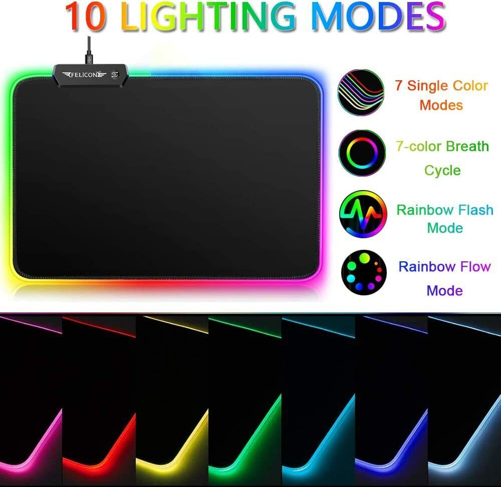 RGB Gaming Mouse Pad LED Soft Extra Extended Large Pad Computer Keyboard Mat 