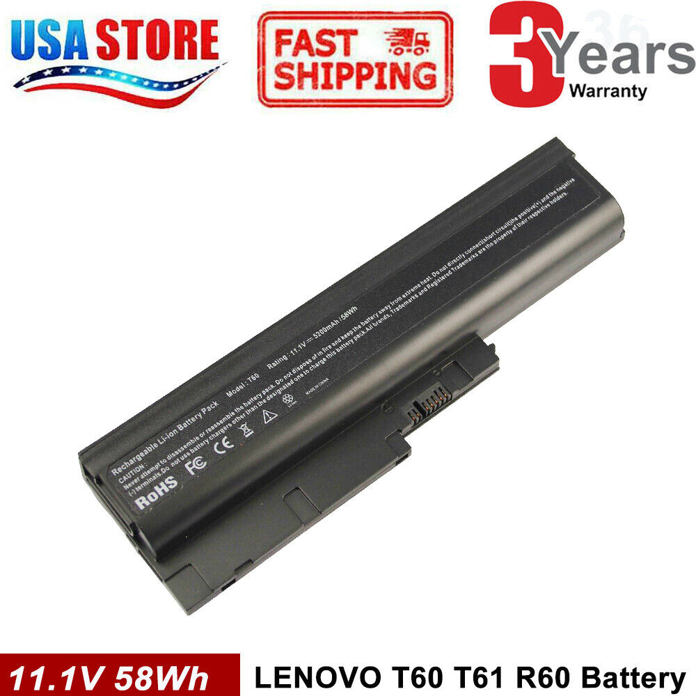 Laptop Battery For LENOVO ThinkPad T500 W500 R60 R61 T60P T61 40Y6795 41N5666