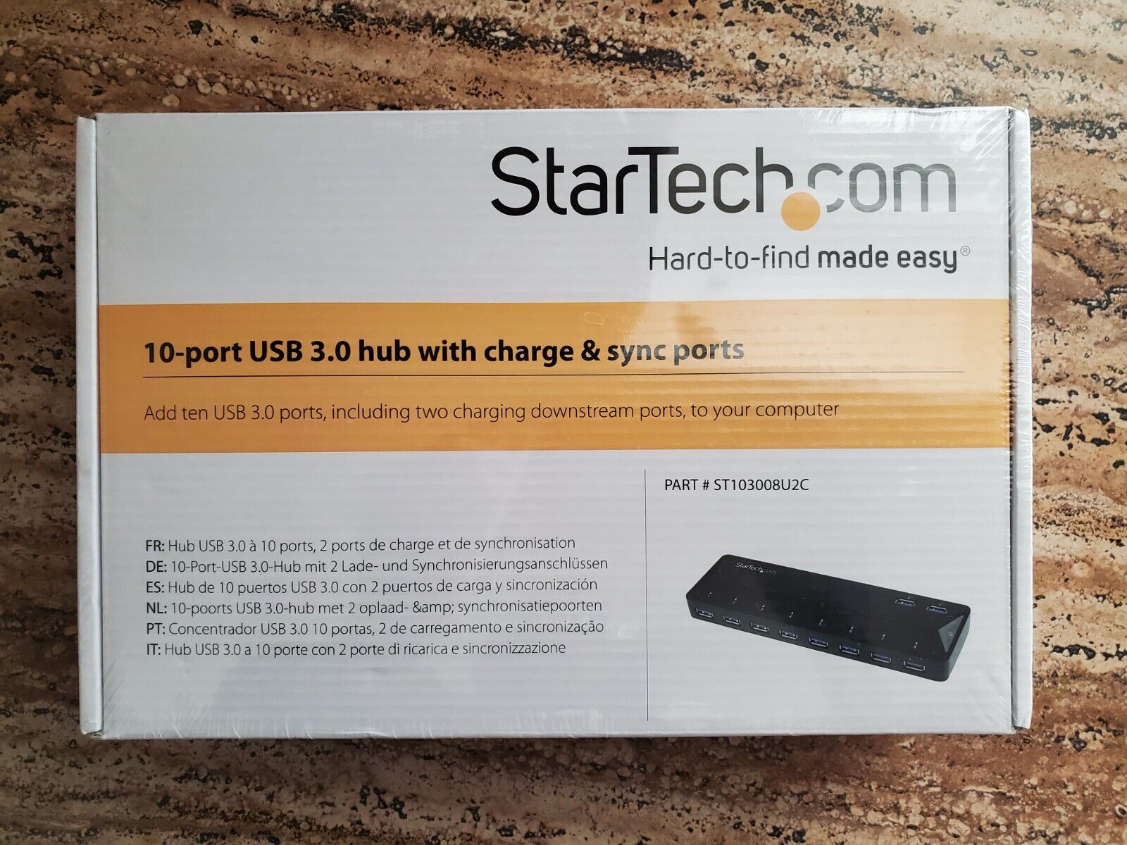 StarTech.com ST103008U2C 10-Port USB 3.0 Hub with Charge & Sync Ports- SEALED
