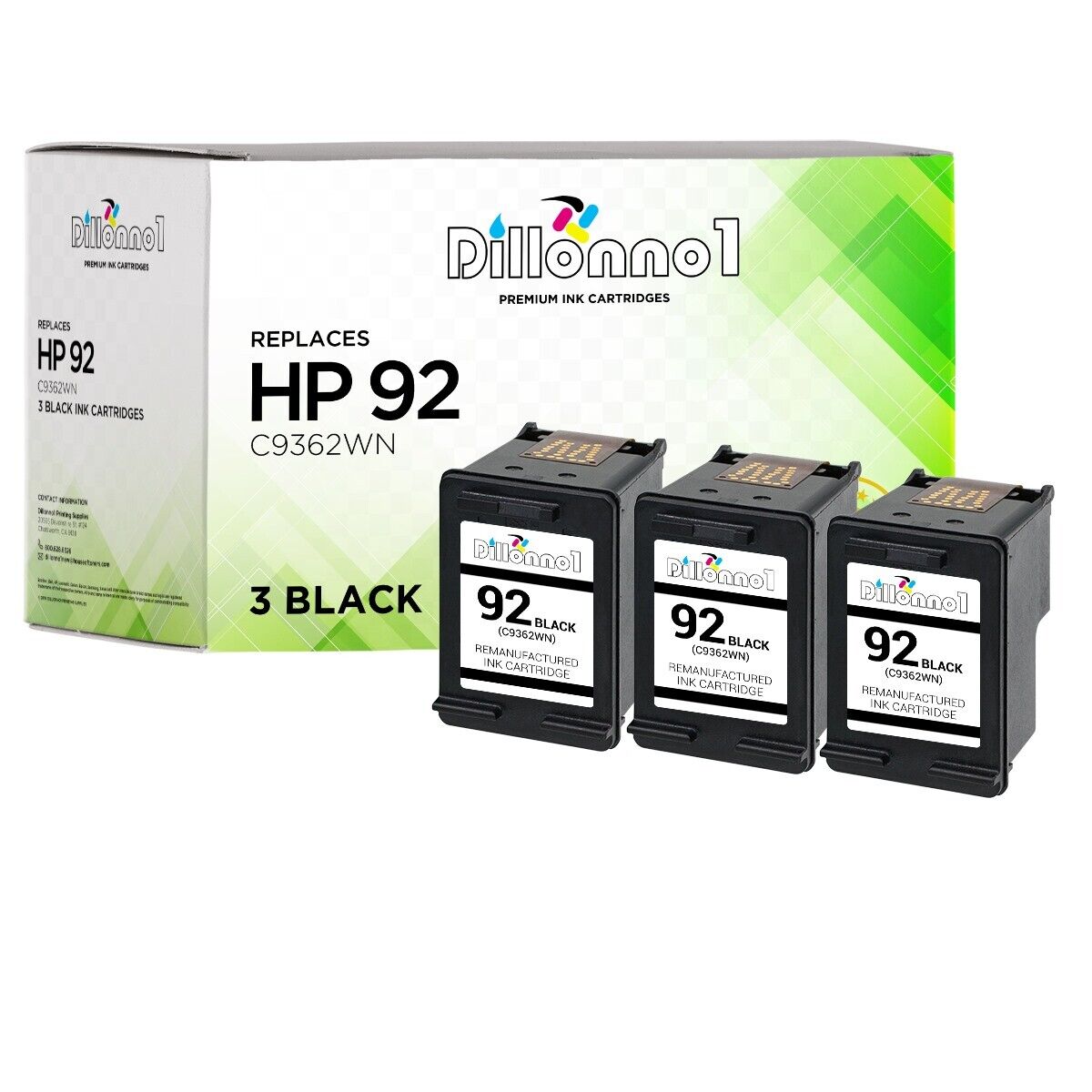 3pk For HP 92 C9362WN For Photosmart C3180 C3183 C3188 C3190 C3193 C3194 C4180