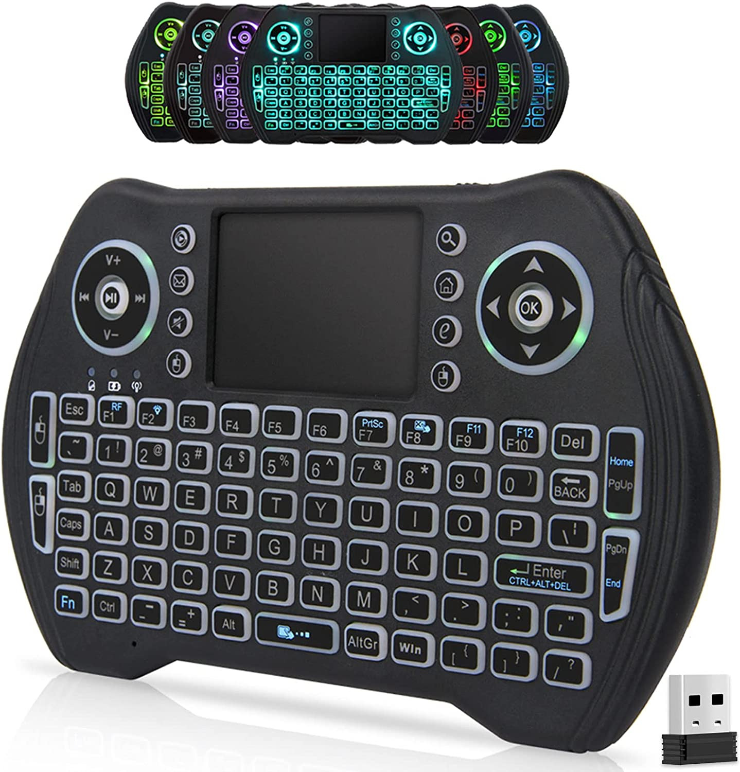 Mini Wireless Keyboard Remote Control with Touchpad Mouse Combo, Backlit 2.4Ghz