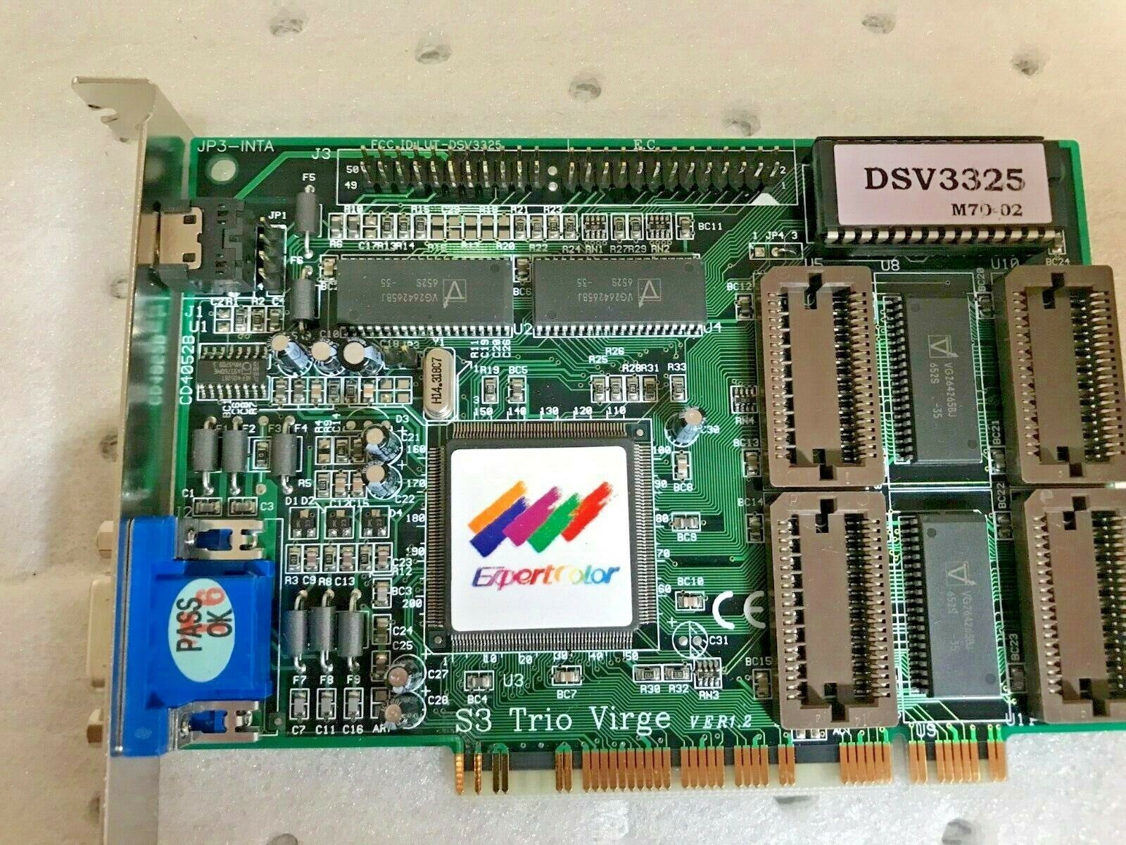VINTAGE EXPERTCOLOR S3 TRIO VIRGE DSV3325 PCI 2MB EXPAND 4MB PCI VGA CARD MXB28