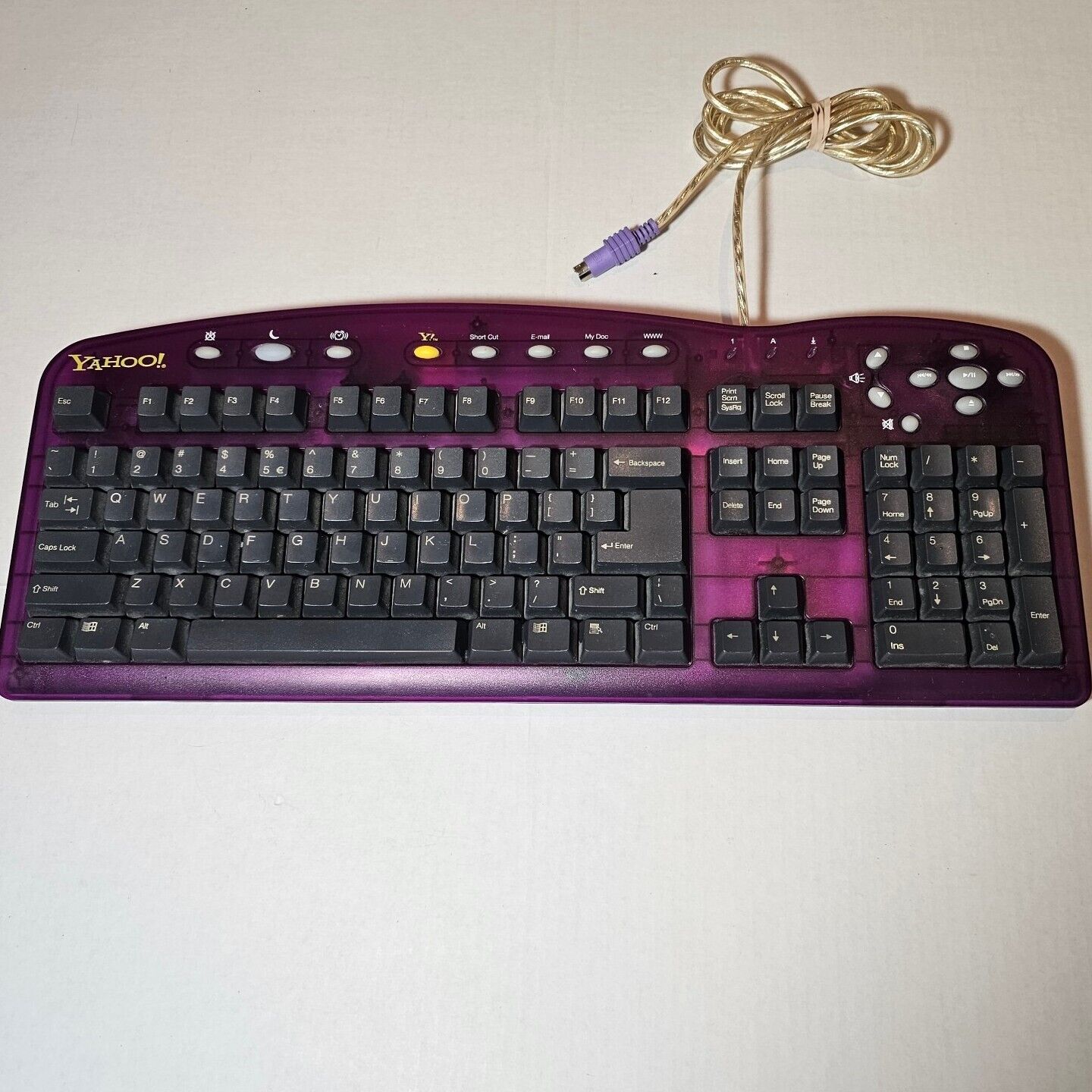 Yahoo Direct Access Internet Keyboard Vintage 1999 for PC PS2 Rare Purple