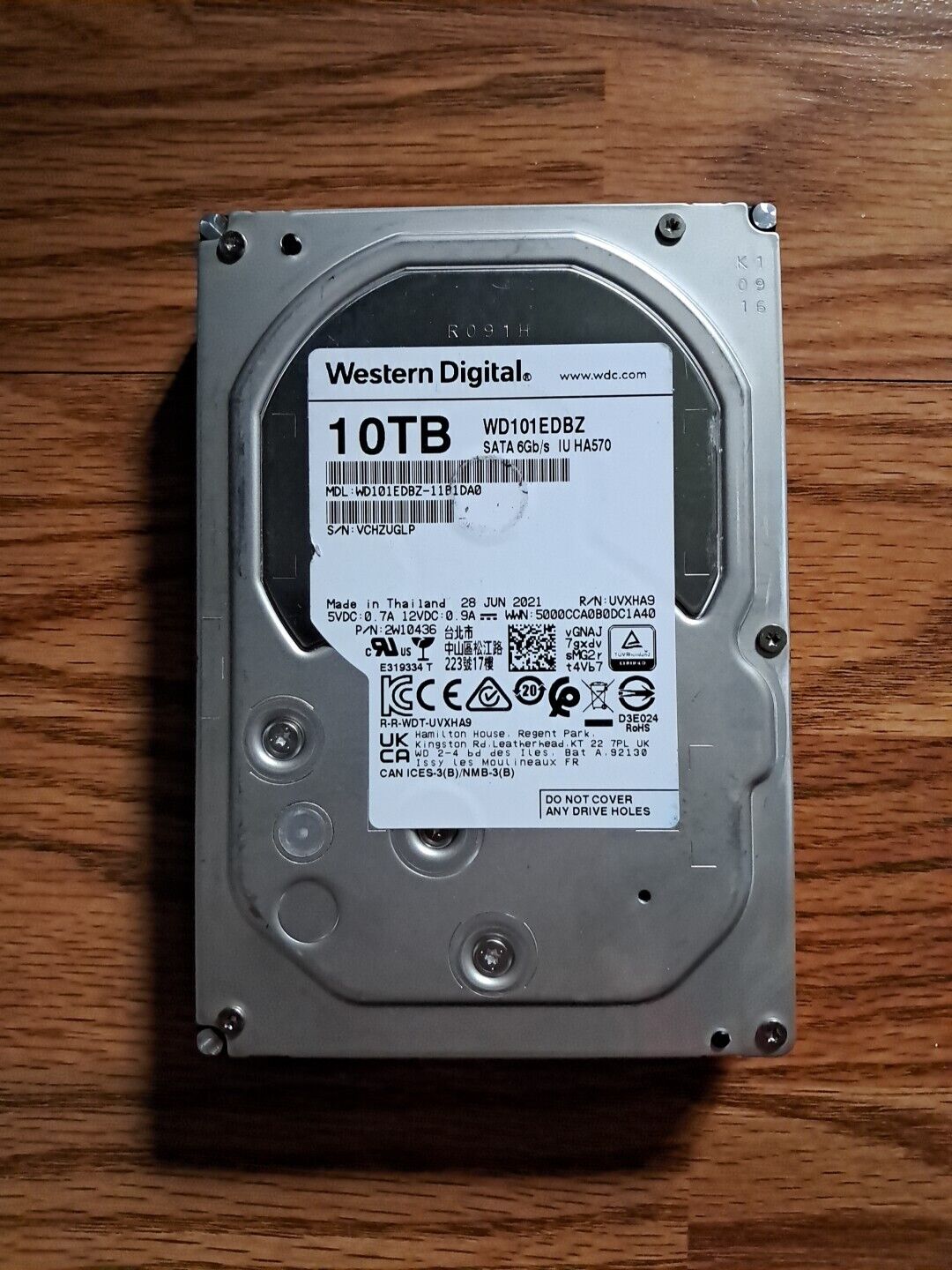 Western Digital 10TB 3.5\'\' SATA Hard Drive HDD WD101EDBZ - FOR PARTS - AS-IS