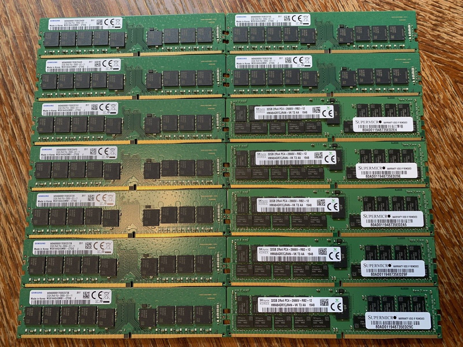 Lot of 14 Sticks - 32GB 2Rx4 PC4-2666V ECC REG Server RAM Memory