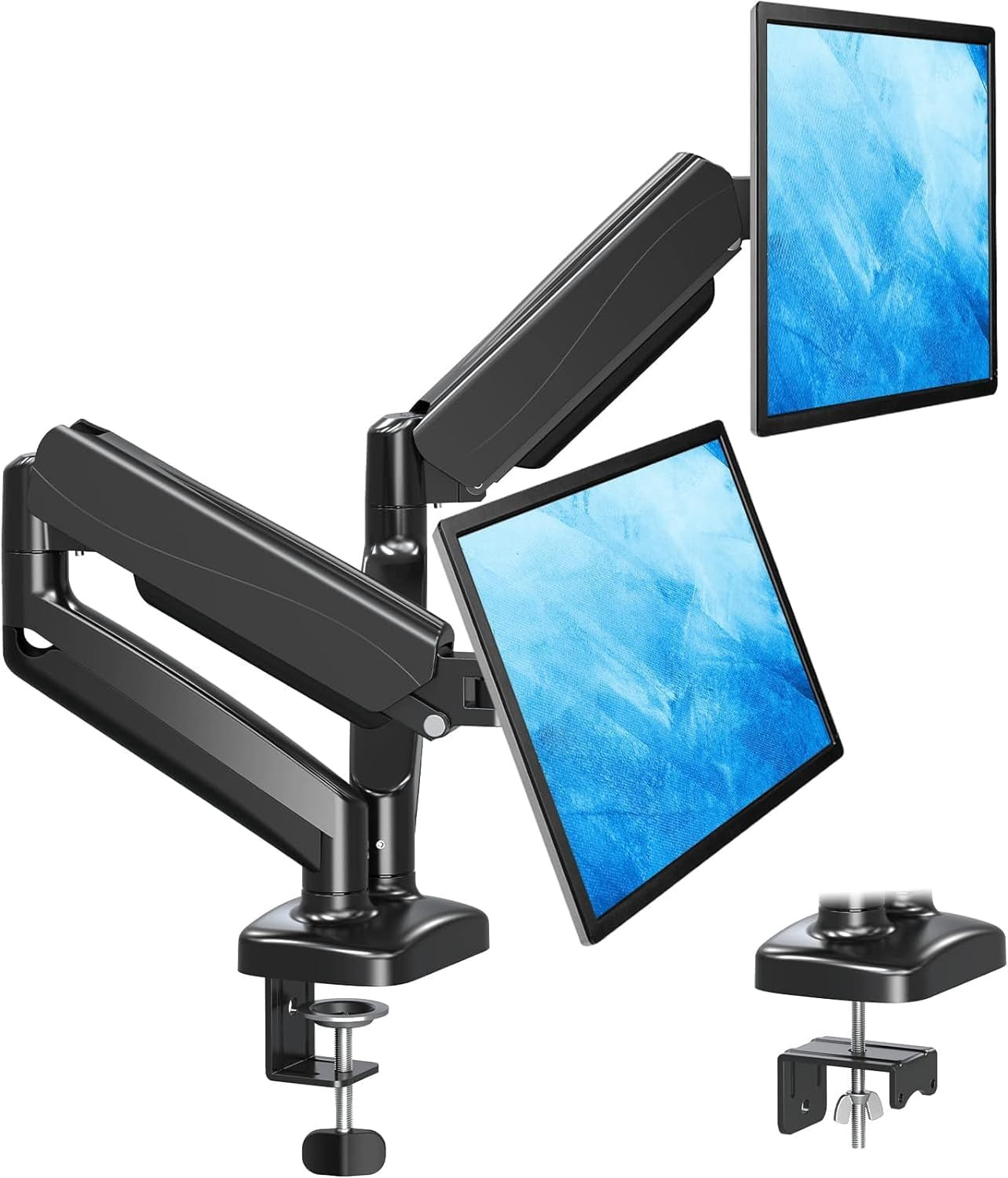 Dual Monitor Stand for Desk, Adjustable Gas Spring Double Monitor Mount Holds 4.