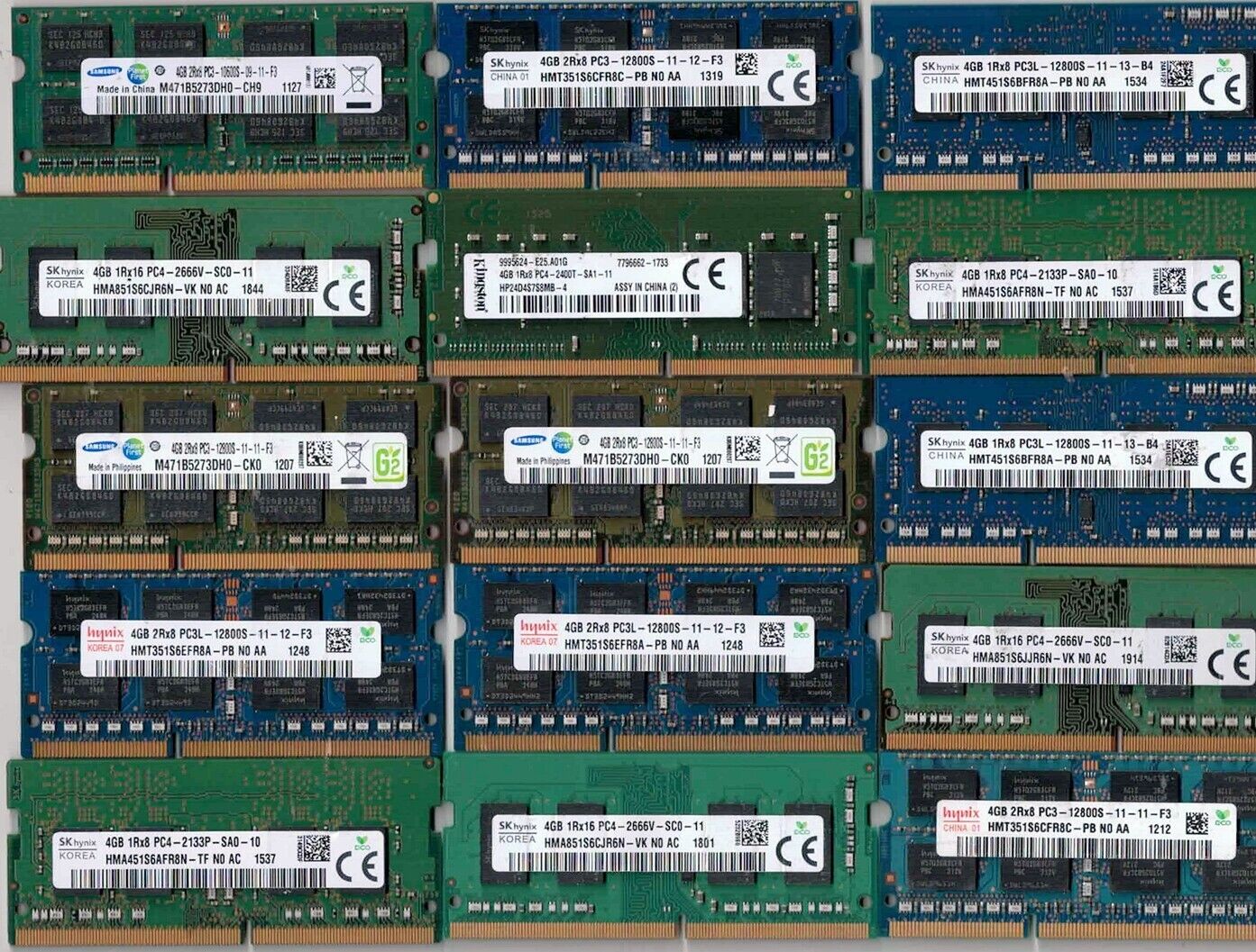Lot of 17 4GB Laptop RAM Memory various numbers Hynix Samsung PC3L PC4 All clean