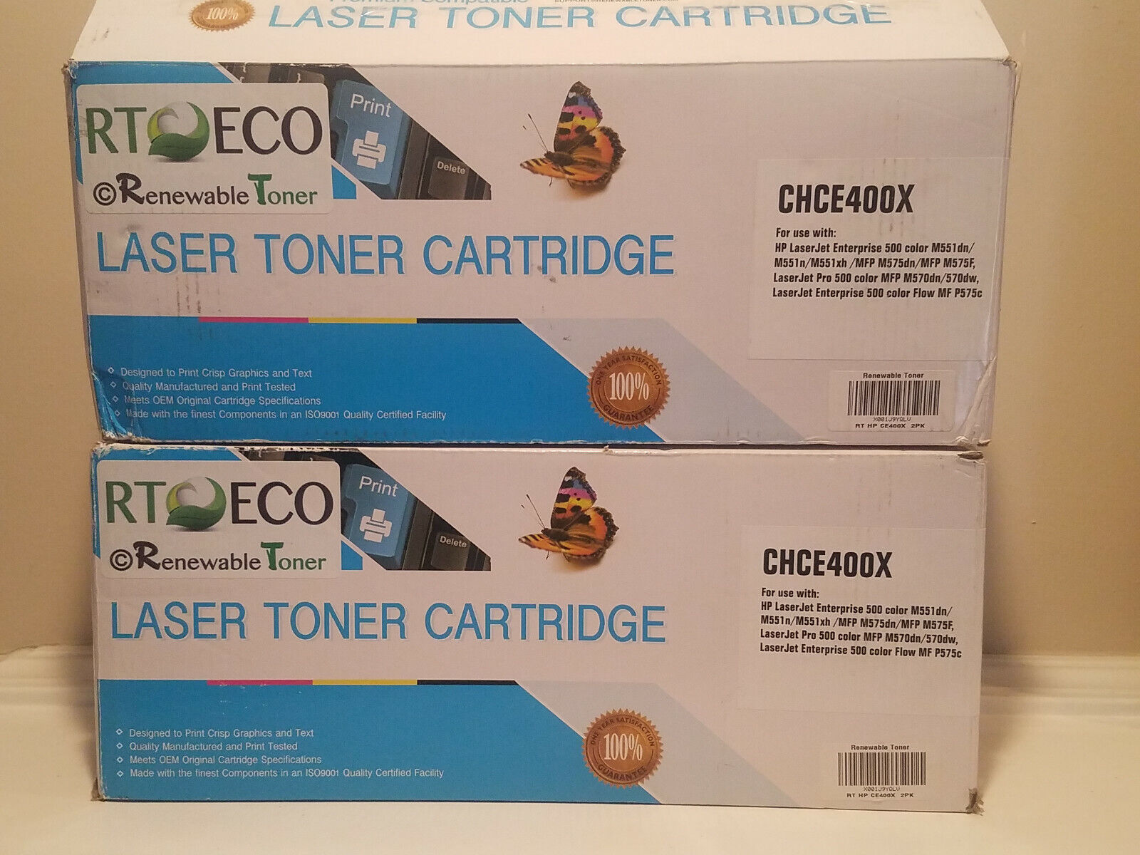 2 count Premium Compatible HP Laser Toner Cartridges CHCE400X Black * NEW Open