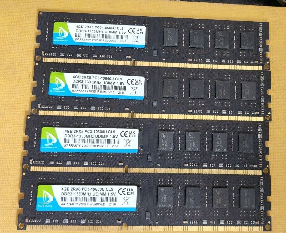 LOT OF 4x 4GB 2RX8 PC3-10600U-1333MHZ DDR3 MEMORY