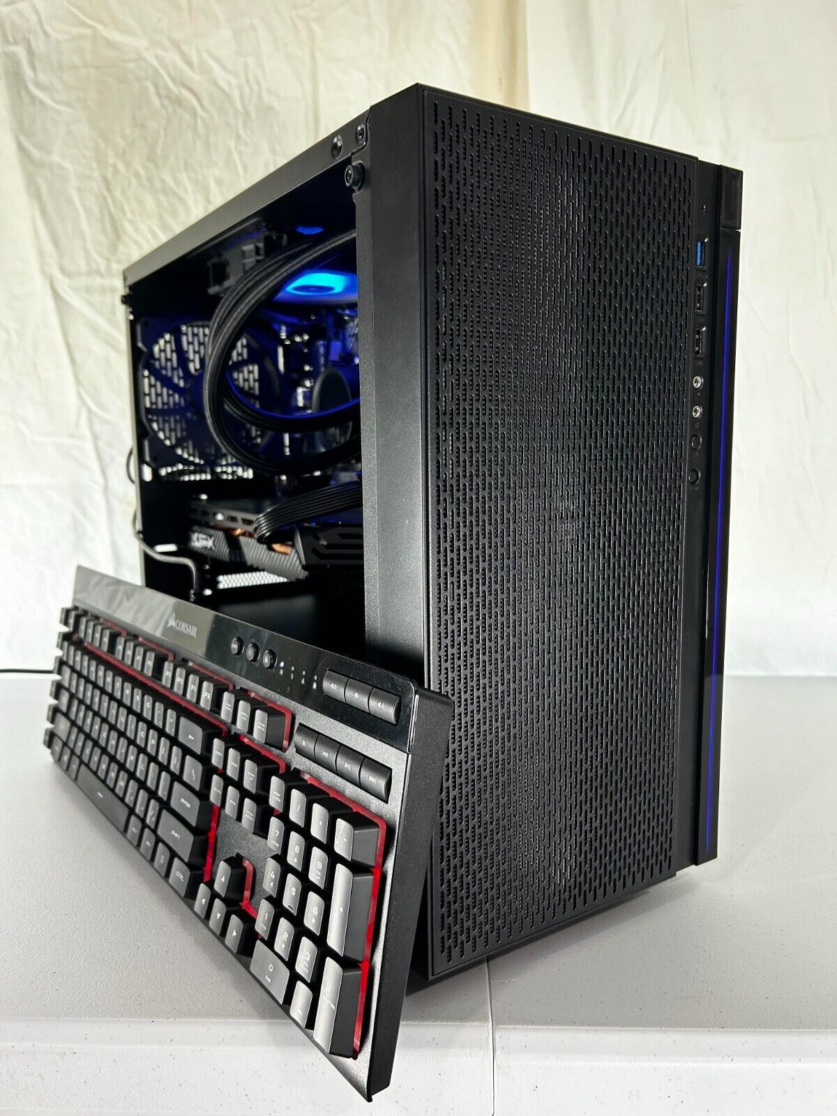 Custom Gaming PC Desktop with Corsair K55 KB, Intel i3 10100F, RX580, 2TB HDD