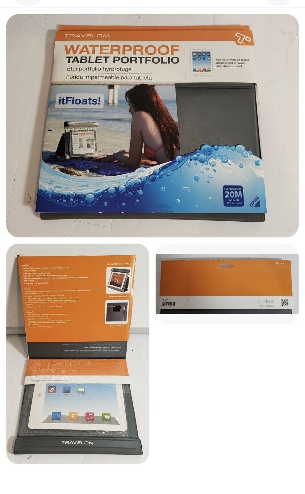 Travelon Waterproof Table Portfolio for Ipad Tablet Protect Baech Pool Boat New