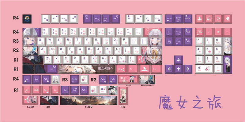 Only Keycap Anime The journey of Elaina Cherry PBT Keycap For Cherry MX Keyboard