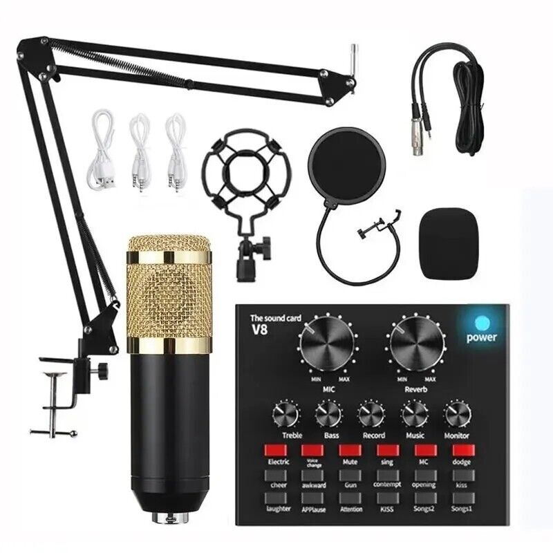 BM800 V8 Sound Card Set Professional Audio Condenser Mic Podcast Equipment